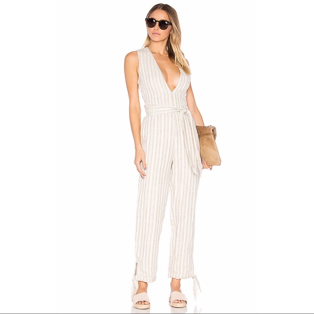 Tularosa x Revolve Reese Natural Stripe Jumpsuit